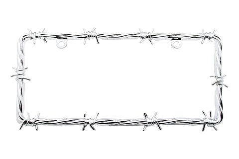 barbed wire license plate frame metal chrome