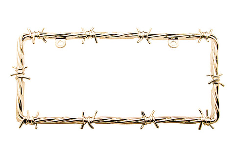 barbed wire license plate frame metal gold