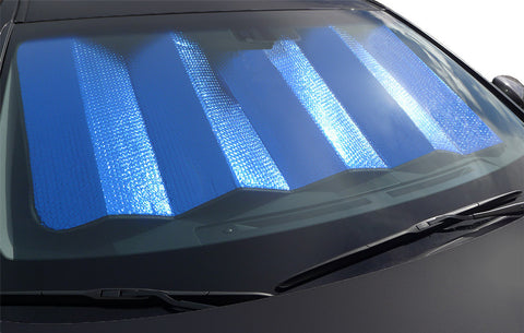 blue sun shade car windshield