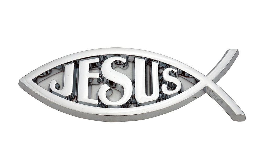 Chrome Jesus Christian Fish Emblem Car Decal
