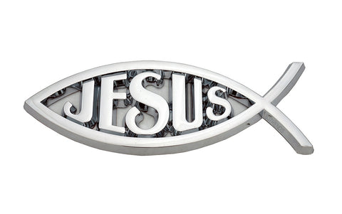 Jesus Christian Fish Symbol Chrome Emblem