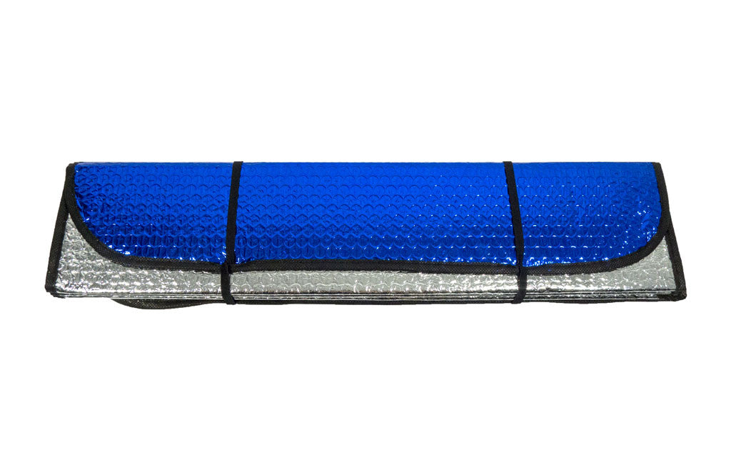 reversible reflective windshield sun shade blue silver