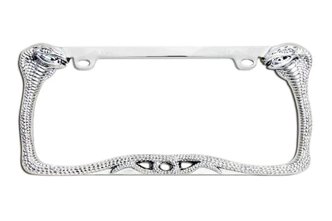 cobra snake metal license plate frame chrome