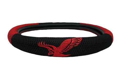 Detailed embroidered eagle steering wheel cover blue