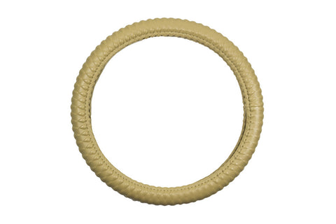 Textured Grip PU Steering Wheel Cover in Beige